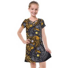 Yin-yang-owl-doodle-ornament-illustration Kids  Cross Web Dress by Salman4z