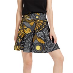 Yin-yang-owl-doodle-ornament-illustration Waistband Skirt by Salman4z