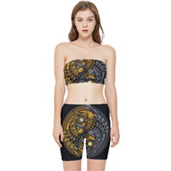 Yin-yang-owl-doodle-ornament-illustration Stretch Shorts And Tube Top Set by Salman4z