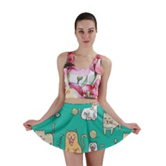 Seamless-pattern-cute-cat-cartoon-with-hand-drawn-style Mini Skirt by Salman4z