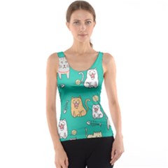 Seamless-pattern-cute-cat-cartoon-with-hand-drawn-style Tank Top by Salman4z