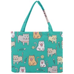 Seamless-pattern-cute-cat-cartoon-with-hand-drawn-style Mini Tote Bag by Salman4z