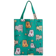 Seamless-pattern-cute-cat-cartoon-with-hand-drawn-style Zipper Classic Tote Bag by Salman4z