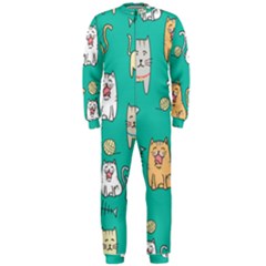 Seamless-pattern-cute-cat-cartoon-with-hand-drawn-style Onepiece Jumpsuit (men) by Salman4z