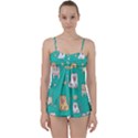 Seamless-pattern-cute-cat-cartoon-with-hand-drawn-style Babydoll Tankini Set View1