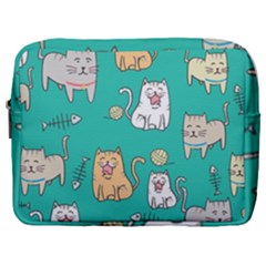 Seamless-pattern-cute-cat-cartoon-with-hand-drawn-style Make Up Pouch (large) by Salman4z