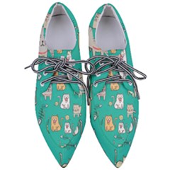 Seamless-pattern-cute-cat-cartoon-with-hand-drawn-style Pointed Oxford Shoes by Salman4z