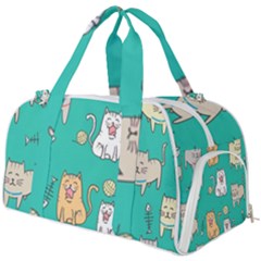 Seamless-pattern-cute-cat-cartoon-with-hand-drawn-style Burner Gym Duffel Bag by Salman4z