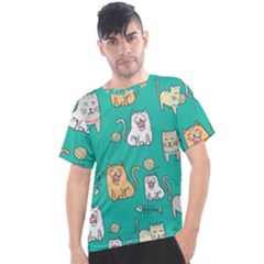 Seamless-pattern-cute-cat-cartoon-with-hand-drawn-style Men s Sport Top by Salman4z