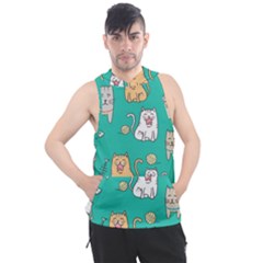 Seamless-pattern-cute-cat-cartoon-with-hand-drawn-style Men s Sleeveless Hoodie by Salman4z