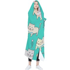 Seamless-pattern-cute-cat-cartoon-with-hand-drawn-style Wearable Blanket by Salman4z