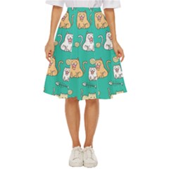 Seamless-pattern-cute-cat-cartoon-with-hand-drawn-style Classic Short Skirt by Salman4z