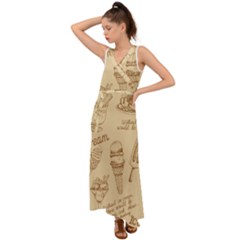 Ice-cream-vintage-pattern V-neck Chiffon Maxi Dress by Salman4z