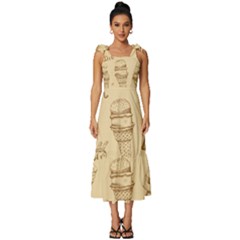 Ice-cream-vintage-pattern Tie-strap Tiered Midi Chiffon Dress by Salman4z