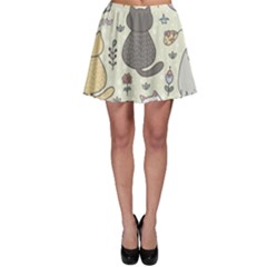 Funny Cartoon Cats Seamless Pattern Skater Skirt by Salman4z