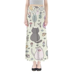 Funny Cartoon Cats Seamless Pattern Full Length Maxi Skirt by Salman4z