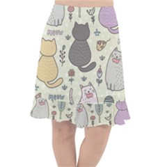 Funny Cartoon Cats Seamless Pattern Fishtail Chiffon Skirt by Salman4z