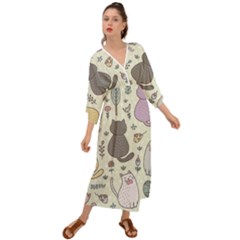 Funny Cartoon Cats Seamless Pattern Grecian Style  Maxi Dress by Salman4z