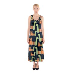 Seamless-pattern-with-cats Sleeveless Maxi Dress by Salman4z