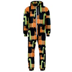 Seamless-pattern-with-cats Hooded Jumpsuit (men) by Salman4z