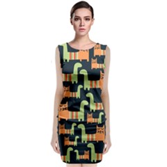 Seamless-pattern-with-cats Sleeveless Velvet Midi Dress by Salman4z