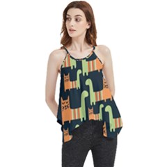 Seamless-pattern-with-cats Flowy Camisole Tank Top by Salman4z