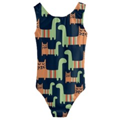 Seamless-pattern-with-cats Kids  Cut-out Back One Piece Swimsuit