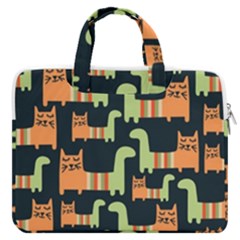 Seamless-pattern-with-cats Macbook Pro 13  Double Pocket Laptop Bag by Salman4z