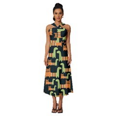 Seamless-pattern-with-cats Sleeveless Cross Front Cocktail Midi Chiffon Dress by Salman4z