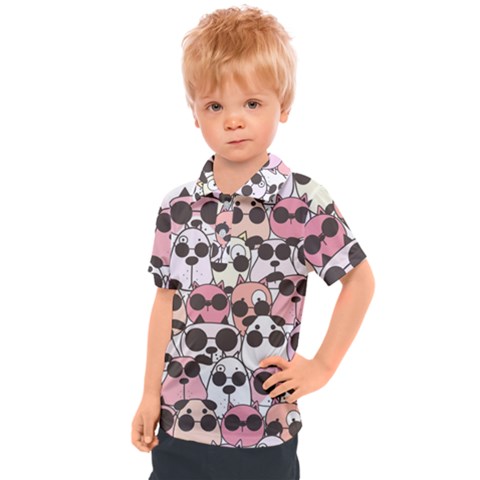 Cute-dog-seamless-pattern-background Kids  Polo Tee by Salman4z