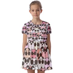 Cute-dog-seamless-pattern-background Kids  Short Sleeve Pinafore Style Dress by Salman4z