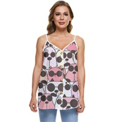 Cute-dog-seamless-pattern-background Casual Spaghetti Strap Chiffon Top by Salman4z