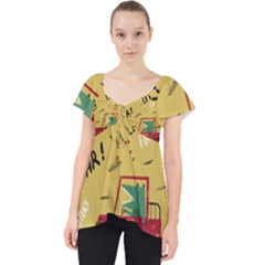 Childish-seamless-pattern-with-dino-driver Lace Front Dolly Top by Salman4z