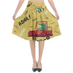 Childish-seamless-pattern-with-dino-driver Flared Midi Skirt by Salman4z