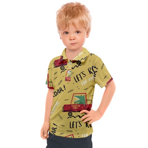 Childish-seamless-pattern-with-dino-driver Kids  Polo Tee by Salman4z