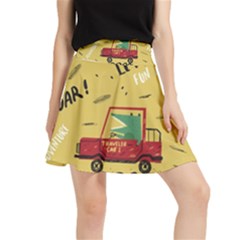 Childish-seamless-pattern-with-dino-driver Waistband Skirt by Salman4z