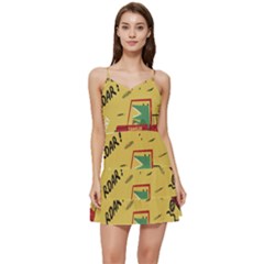 Childish-seamless-pattern-with-dino-driver Short Frill Dress by Salman4z