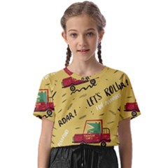 Childish-seamless-pattern-with-dino-driver Kids  Basic Tee by Salman4z