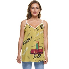 Childish-seamless-pattern-with-dino-driver Casual Spaghetti Strap Chiffon Top by Salman4z