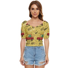 Childish-seamless-pattern-with-dino-driver Button Up Blouse