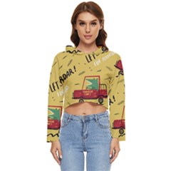 Childish-seamless-pattern-with-dino-driver Women s Lightweight Cropped Hoodie by Salman4z