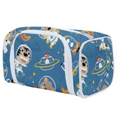 Seamless-pattern-funny-astronaut-outer-space-transportation Toiletries Pouch by Salman4z