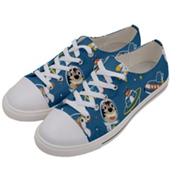 Seamless-pattern-funny-astronaut-outer-space-transportation Women s Low Top Canvas Sneakers by Salman4z