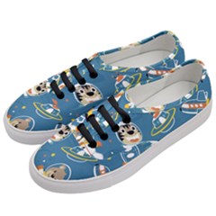 Seamless-pattern-funny-astronaut-outer-space-transportation Women s Classic Low Top Sneakers by Salman4z