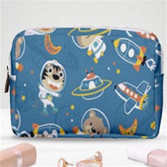 Seamless-pattern-funny-astronaut-outer-space-transportation Make Up Pouch (medium) by Salman4z