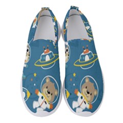 Seamless-pattern-funny-astronaut-outer-space-transportation Women s Slip On Sneakers