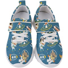 Seamless-pattern-funny-astronaut-outer-space-transportation Kids  Velcro Strap Shoes by Salman4z