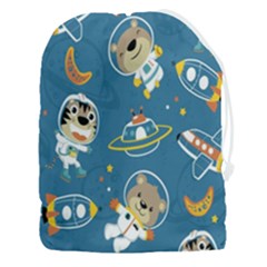 Seamless-pattern-funny-astronaut-outer-space-transportation Drawstring Pouch (3xl) by Salman4z