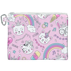 Beautiful-cute-animals-pattern-pink Canvas Cosmetic Bag (xxl) by Salman4z