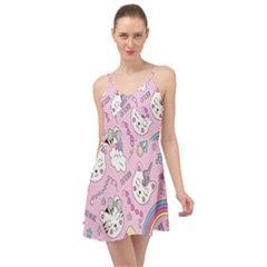 Beautiful-cute-animals-pattern-pink Summer Time Chiffon Dress by Salman4z